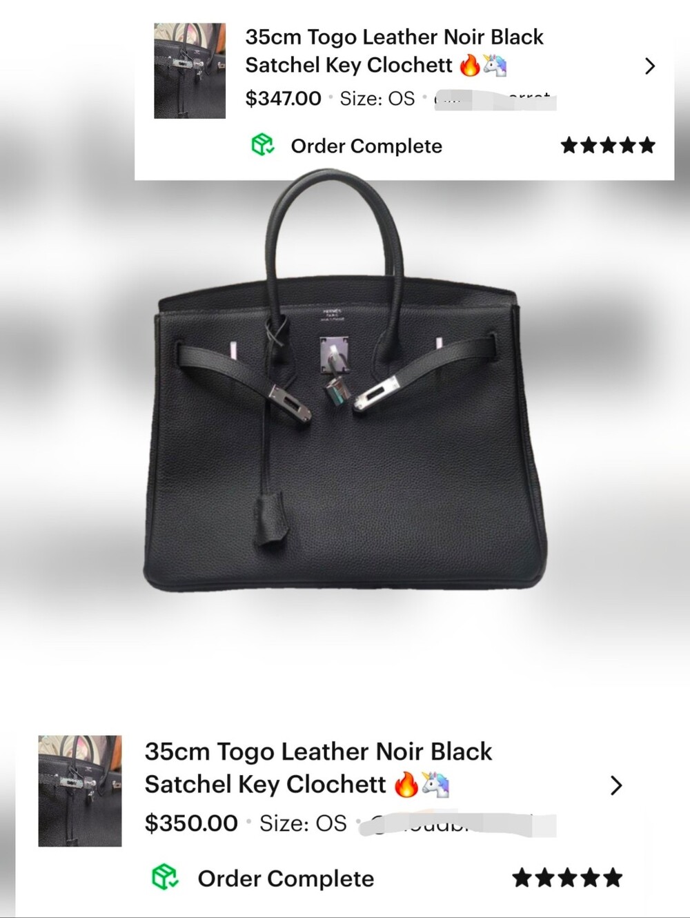 Black Noir 35cm Top Handle Leather Purse  Togo Leather